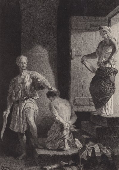 De onthoofding van Johannes de Doper door after Albert Robida