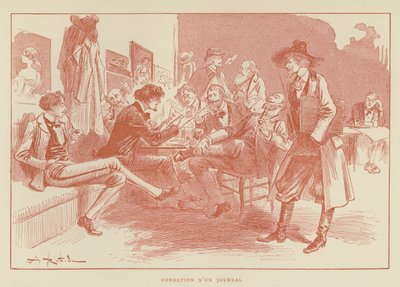 Oprichting van een krant door after Albert Robida