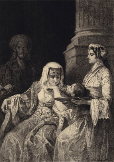 Herodias en het hoofd van Johannes de Doper door after Albert Robida