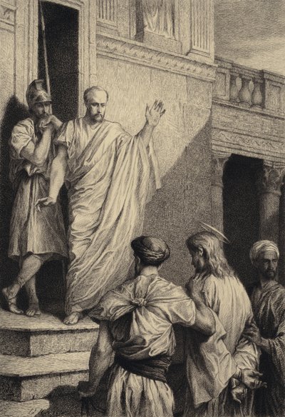 Jezus voor Pilatus door after Albert Robida