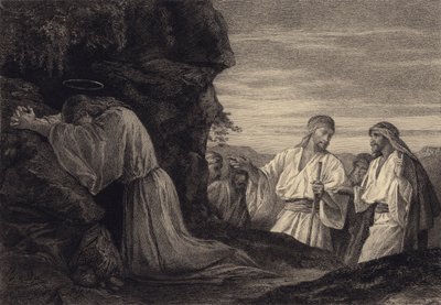 Jezus in gebed door after Albert Robida