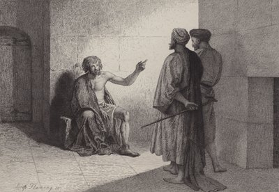 Johannes de Doper in de gevangenis door after Albert Robida