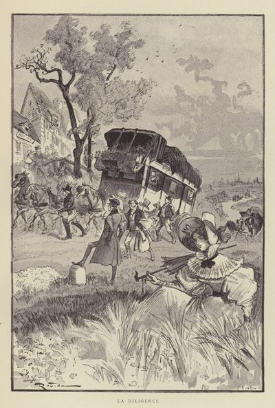 De diligence door after Albert Robida