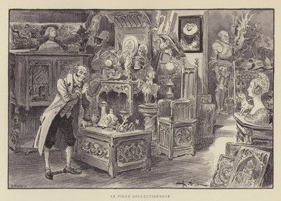 De oude verzamelaar door after Albert Robida