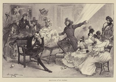Lezing van een gedicht door after Albert Robida