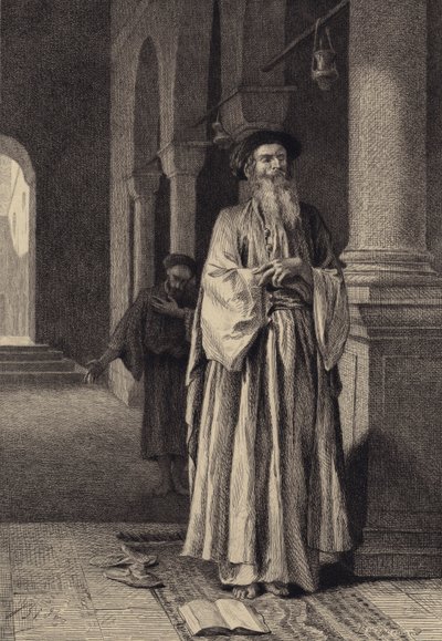 De Farizeeër en de tollenaar door after Albert Robida
