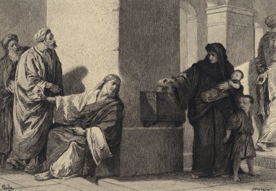 De penning van de weduwe door after Albert Robida