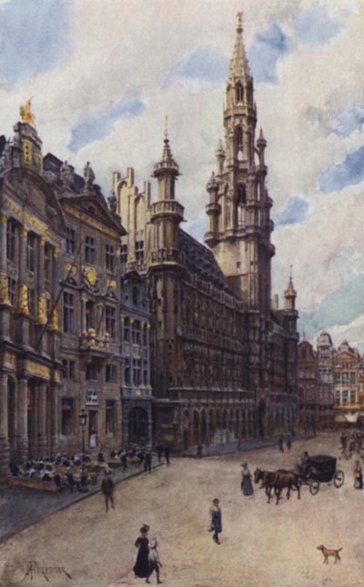 Het stadhuis, een hoek van de Grote Markt door after Amedee Forestier