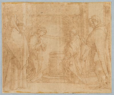 Kopie naar Annunciatie van de Engel aan Zacharias door after Andrea del Sarto