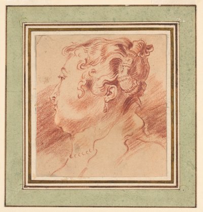 Studie van vrouwenhoofd door after Antoine Watteau