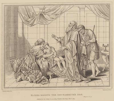 Elisa Wekt de Zoon van de Sunamitische op door after Benjamin West