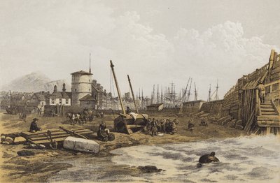 De achterkant van de oude pier van Leith door after C. Stanfield