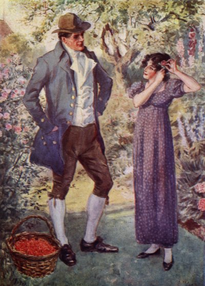 Adam Bede geeft een roos aan Hetty door after Charles Edmund Brock
