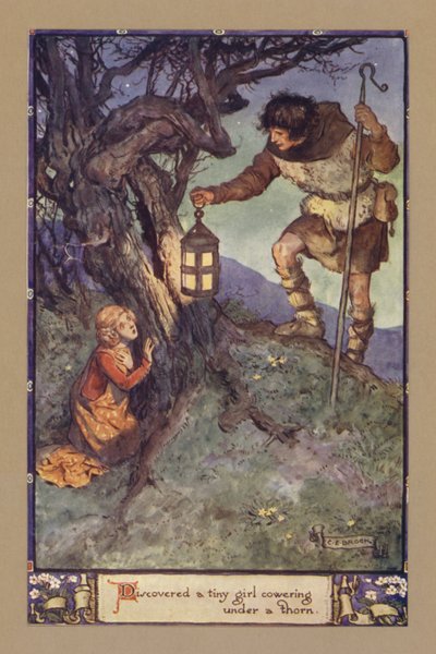 Ontdekte een klein meisje dat onder een doornstruik schuilde door after Charles Edmund Brock