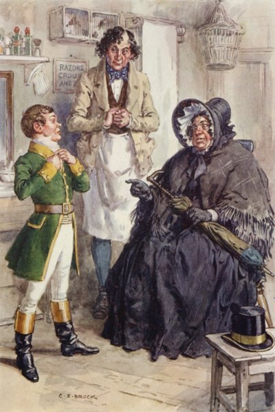 Illustratie voor Martin Chuzzlewit door after Charles Edmund Brock