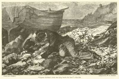 Het lichaam van Kapitein Gardiner lag naast de boot door after Charles Green