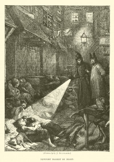 Newport Market bij nacht door after Charles J. Staniland