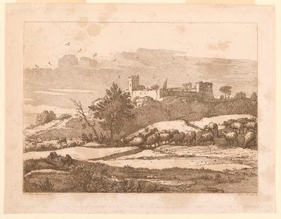Landschap met een Kasteel door after Claude Lorrain