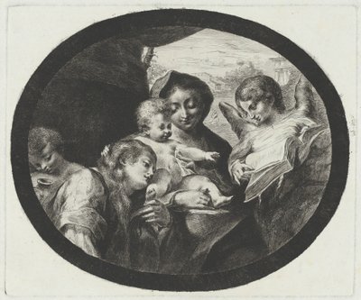 De Maagd en Kind met Engelen door after Correggio Vivant Denon
