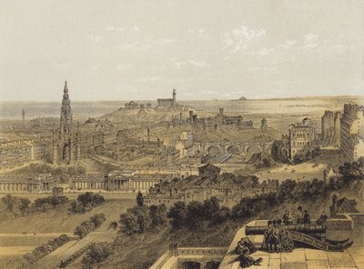 Uitzicht op Edinburgh vanaf het Kasteel door after David Roberts