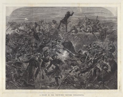 Een gevecht in de loopgraven voor Sebastopol door after Edmond Morin