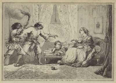 Engelse huizen in India, 1857 door after Edward Hull