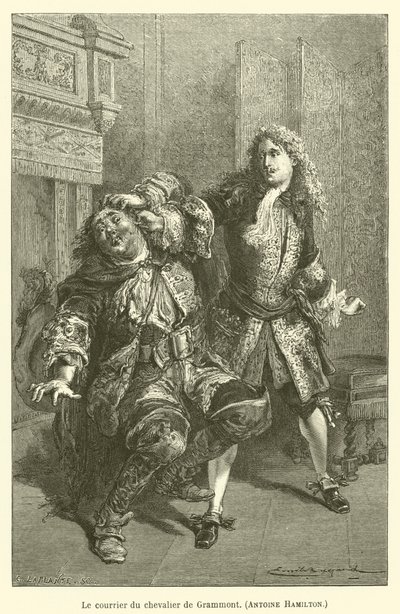 De koerier van ridder de Grammont, Antoine Hamilton door after Emile Antoine Bayard