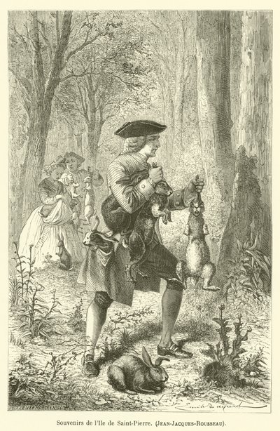 Herinneringen aan het eiland Saint-Pierre, Jean-Jacques Rousseau door after Emile Antoine Bayard