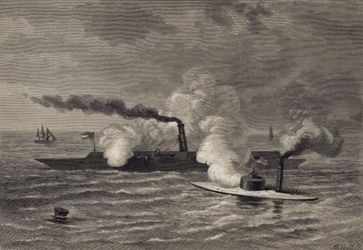 Aanval van de Monitor op de Merrimack door after Felix Octavius Carr Darley