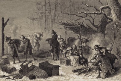 Engelse Kolonisten in Amerika door after Felix Octavius Carr Darley