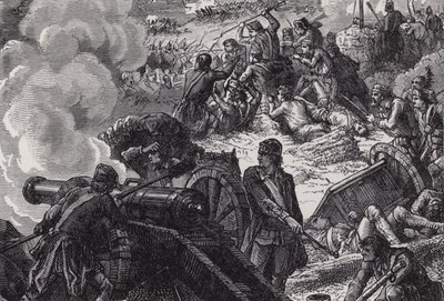 De Slag bij Bunker Hill door after Felix Octavius Carr Darley