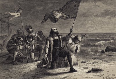 De landing van Columbus door after Felix Octavius Carr Darley