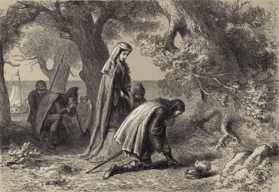 Thorfin en Gudrida aan de kust van Vineland door after Felix Octavius Carr Darley