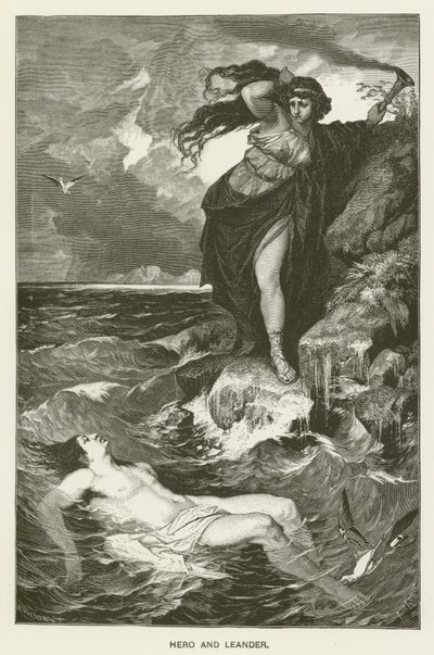 Hero en Leander door after Ferdinand Keller