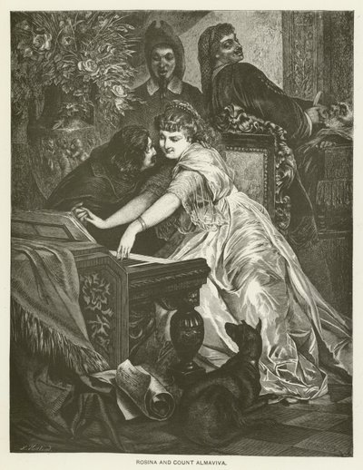 Rosina en Graaf Almaviva door after Ferdinand Keller