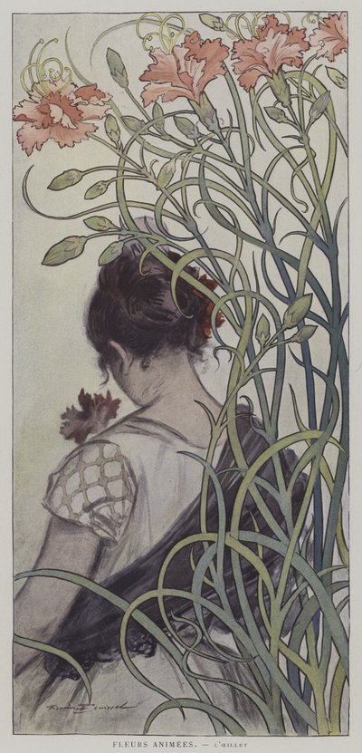 Geanimeerde Bloemen: de Anjer door after Firmin Bouisset