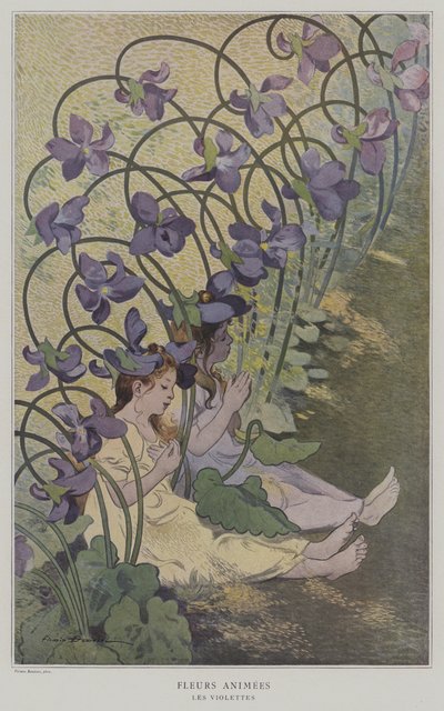 Geanimeerde Bloemen: Viooltjes door after Firmin Bouisset