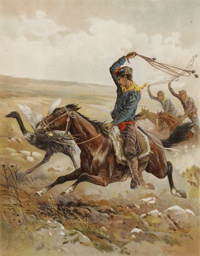 Struisvogeljacht in Zuid-Amerika door after Frank Feller