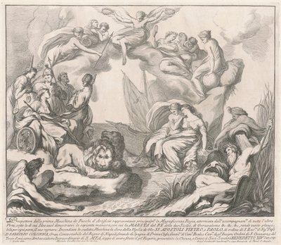De Prima Macchina voor de Chinea van 1741: Allegorie van Koninklijke Pracht door after François Hutin Miguel de Sorellò