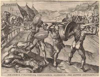 Slag van de Horatii en de Curiatii door after Frans Floris I