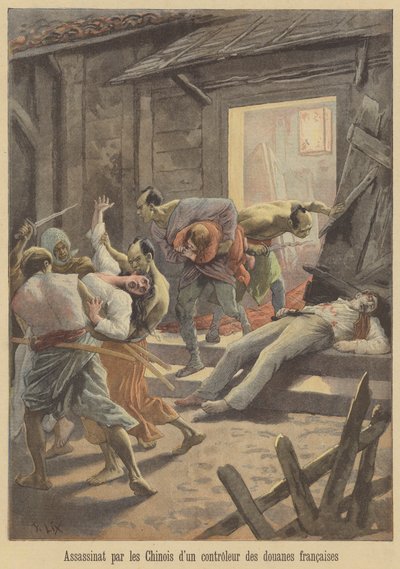 Moord op een Franse douanebeambte door de Chinezen door after Frederic Theodore Lix