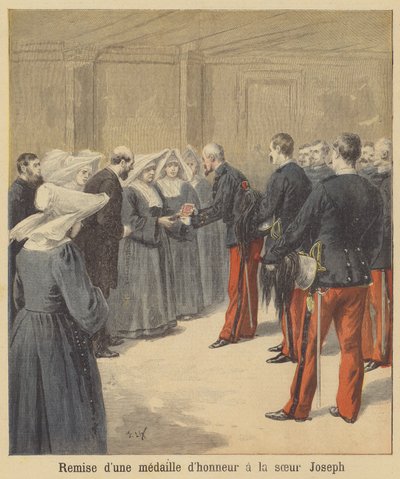 Overhandiging van een medaille aan Zuster Joseph door after Frederic Theodore Lix