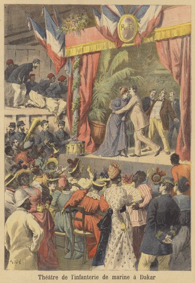 Theater van de Franse mariniers in Dakar, Senegal door after Frederic Theodore Lix