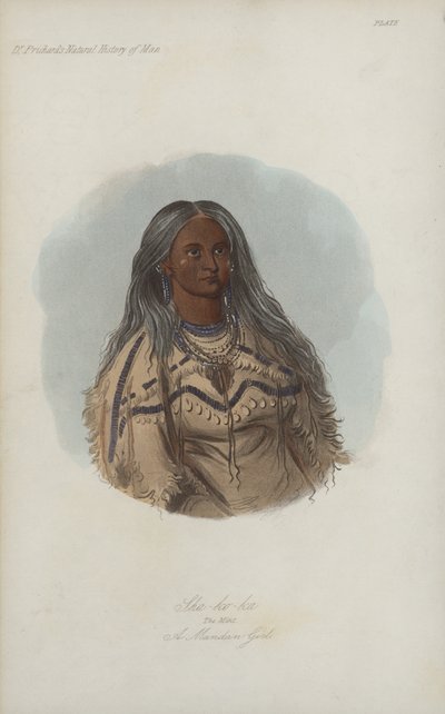 Sha-ko-ka, De Munt, Een Mandan Meisje (aquatint) door after George Catlin