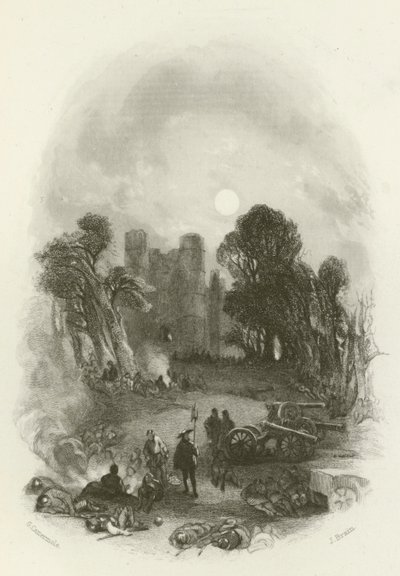 Het kamp van de koning, voor Donnington Castle door after George Cattermole