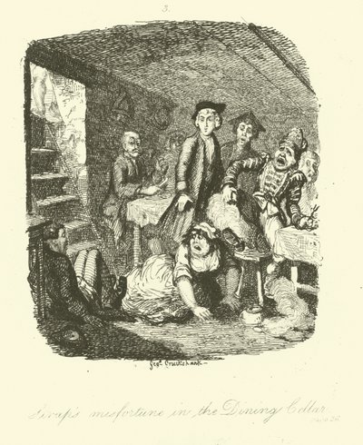 Illustratie voor Roderick Random door Tobias Smollett door after George Cruikshank