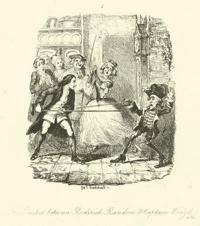 Illustratie voor Roderick Random door Tobias Smollett door after George Cruikshank