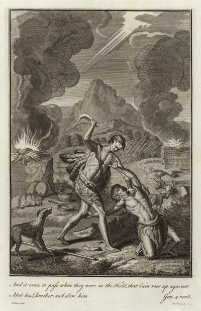 Kaïn doodt Abel door after Gerard Hoet