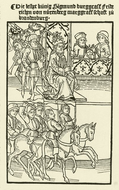 Investituur van Frederik I van het huis Hohenzollern als Markgraaf van Brandenburg, 1415 door after German School
