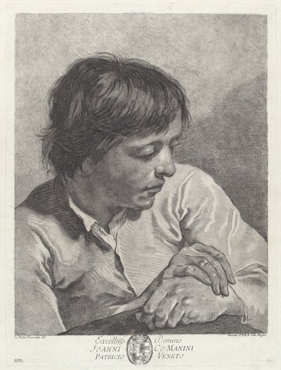 Een Jonge Man met Gekruiste Handen door after Giovanni Battista Piazzetta Pietro Scattaglia and Innocente Alessandri